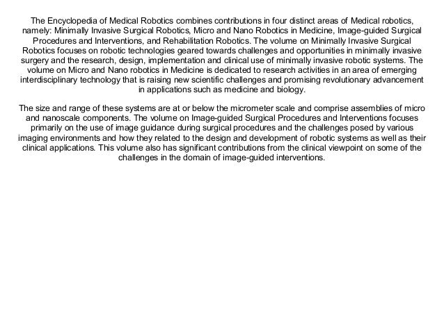 the encyclopedia of medical robotics