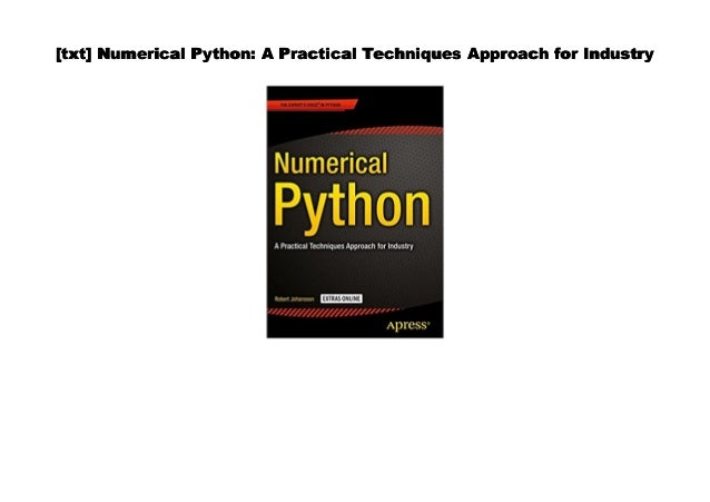 Pdf Numerical Python A Practical Techniques Approach For Industry