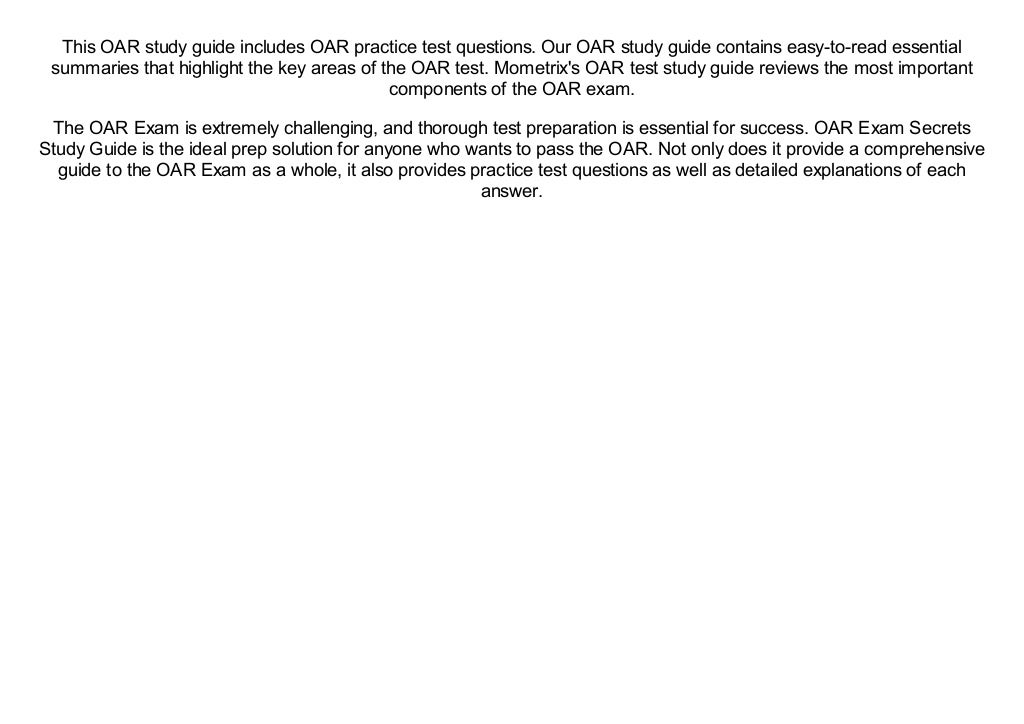  Doc OAR Secrets Study Guide OAR Exam Review For The Officer Aptitude