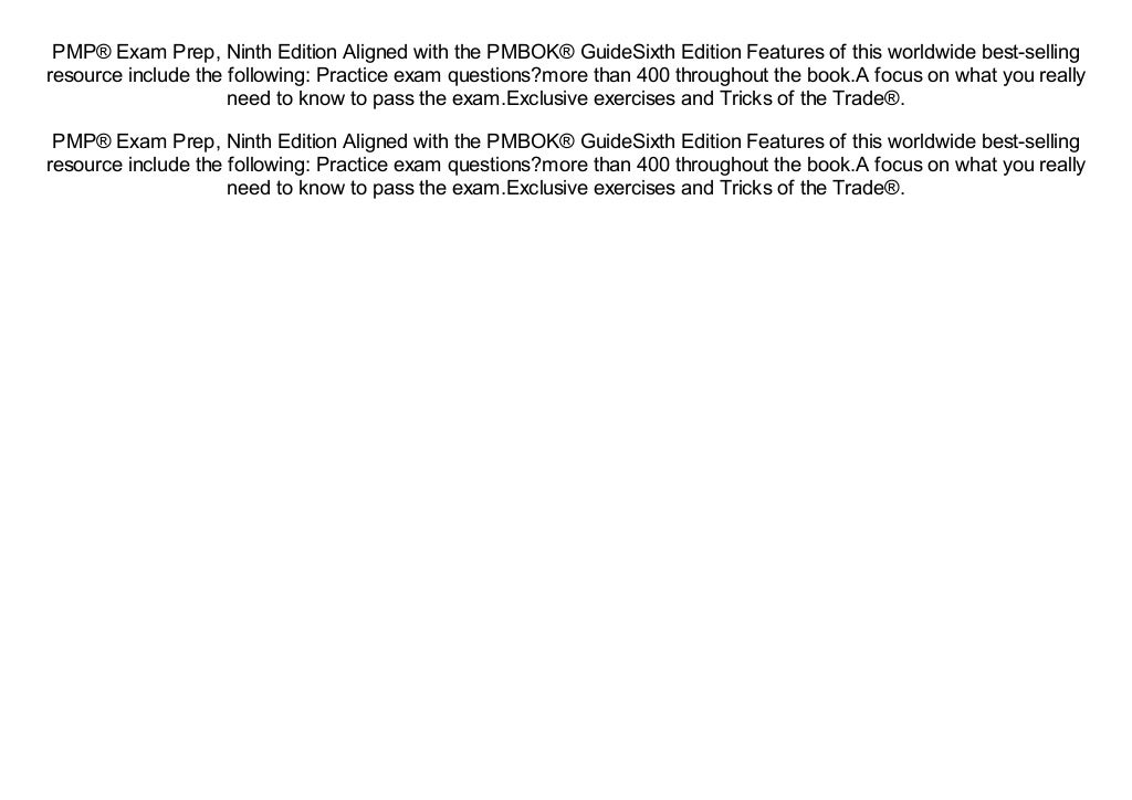  Read PMP Exam Prep Accelerated Learning To Pass The Project 
