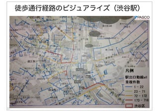 22
徒歩通行経路のビジュアライズ（渋谷駅）
 