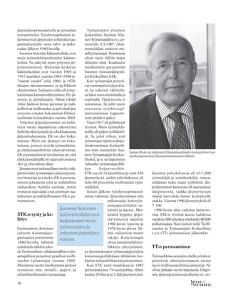 26
järjestöjen perustamiselle ja työrauhan
turvaamiseksi. Työehtosopimusten te-
keminen tuli järjestöjen tehtäväksi laa-
jamittaisemmin vasta talvi- ja jatko-
sodan jälkeen 1940-luvulla.
Suomen historian käännekohdat ovat
myös työmarkkinasuhteiden käänne-
kohtia. Ne näkyvät myös yritysten jär-
jestäytymisessä. Historian keskeiset
käännekohdat ovat vuosien 1905 ja
1917 suurlakot, vuosien 1944–1948 ns.
”vaaran vuodet” sekä 1960- ja 1970-
lukujen rakennemuutos ja ay-liikkeen
eheytyminen. Seuraava vaihe oli yritys-
toiminnan kansainvälistyminen, EU-jä-
senyys ja globalisaatio. Nämä tekijät
viime kädessä loivat perustan ja mah-
dollistivat teollisuuden ja palvelualojen
yritysten voimien kokoamisen Elinkei-
noelämän keskusliitoksi vuonna 2004.
Yritysten järjestäytyminen on kehit-
tynyt varsin hajanaisesta rakenteesta
kohti keskitetympää ja tehokkaampaa
järjestörakennetta. EK on yksi koko-
naisuus. Myös sen jäsenyys on koko-
naisuus, jossa ei erotella työmarkkina-
ja elinkeinopoliittista edunvalvontaa.
EK:n perustamisen tavoitteena on, että
elinkeinoelämällä on edunvalvonnassa
yksi ja yhtenäinen ääni.
Seuraavassa tarkastellaan ensiksi pää-
piirteissään työnantajien järjestäytymi-
sen historiaa ja toiseksi EK:n perusta-
miseen johtaneita syitä ja mahdollisia
vaikutuksia. Kehitys osoittaa, miten
erottavat raja-aidat ovat asteittain ma-
daltuneet ja mahdollistaneet EK:n pe-
rustamisen.
STK:n synty ja ke-
hitys
Ensimmäiset yksityisen
sektorin työnantajaor-
ganisaatiot perustettiin
1880-luvulla, lähinnä
työtaistelu-uhkien edes-
sä. Ensimmäisen valtakunnallisen työn-
antajaliiton perustivat graafisen teolli-
suuden työnantajat vuonna 1900.
Muutamaa vuotta myöhemmin perässä
seurasivat mm. metalli-, paperi- ja
tekstiiliteollisuuden työnantajat.
Työnantajien yhteinen
keskusliitto Suomen Ylei-
nen Työnantajaliitto r.y. pe-
rustettiin 2.3.1907. Aloit-
teentekijänä toimivat me-
tallityönantajat. Pontimena
olivat myös tällöin laajat
lakkojen uhat. Kuukautta
myöhemmin perustettiin
Suomen Ammattijärjestö-
jen Keskusliitto SAK.
Kun työnantajat perusti-
vat ensimmäiset järjestön-
sä, he uskoivat välttävän-
sä lakot neuvottelemalla ja
sopimalla. Tämä tavoite ei
toteutunut. Se johti myös
orastavan työehtosopi-
mustoiminnan loppumi-
seen pitkäksi ajaksi.
Vuosi 1917 oli poliittisesti
levoton. Myös työmarkki-
noilla oli paljon työhäiriöi-
tä. Se johti siihen, että
työnantajat lujittivat järjes-
törakennettaan. Keskuslii-
ton nimi muutettiin Suo-
men Työnantajain Keskus-
liitoksi, ja se sai laajemmat
valtuudet työnantajapolitii-
kan linjanvetoihin.
STK:ssa oli 14 jäsenliittoa ja noin 350
jäsenyritystä, joiden palveluksessa oli
noin 40 prosenttia teollisuuden työn-
tekijöistä.
Sotien jälkeen työehtosopimustoi-
minta vakiintui. Järjestäytyminen niin
palkansaaja- kuin työn-
antajapuolellakin va-
kiintui ja kasvoi. Mer-
kittävä hyppäys järjes-
täytymisessä tapahtui
1960-luvun lopussa ja
1970-luvun alussa. Sii-
hen vaikuttivat monet
tekijät. Keskeisimpiä
olivat ammattiyhdistys-
liikkeen eheytyminen,
ay-jäsenmaksujen työnantajaperintä ja
konsensuspolitiikkaan tähtäävän kes-
kitetyn tulopolitiikan käynnistyminen.
Kun STK vietti maaliskuussa 1982
perustamisensa 75-vuotisjuhlaa, siihen
kuului 29 liittoa ja 5 200 jäsenyritystä.
Jäsenten palveluksessa oli 633 000
työntekijää ja toimihenkilöä, runsas
neljännes koko maan työllisistä. Jär-
jestäytymisen kattavuus oli saavuttanut
lakipisteensä, vaikka jäsenyritysten
määrä kasvoikin laman kynnykselle
saakka. Vuonna 1990 jäsenyrityksiä oli
7 100.
1990-luvun alun vaikeina lamavuo-
sina STK:n riveistä katosi kahdessa
vuodessa500yritystäjayrityksistä100000
palkansaajaa. Kato jatkui vielä Teolli-
suuden ja Työnantajain Keskusliitto
r.y:n (TT) perustamisen jälkeenkin.
TT:n perustaminen
Työmarkkina-asioiden ohella yritykset
perustivat edunvalvontaansa varten
myös teollisuuspoliittisia järjestöjä. Ne
olivat pitkään varsin hajanaisia. Ongel-
mia järjestäytymisessä aiheutti se, ett-
Suomen historian
käännekohdat ovat
heijastuneet myös
työnantajien ja
yritysten järjestäyty-
miseen.
Seppo Riski on johtanut Elinkeinoelämän keskusliiton työ-
markkinaosastoa liiton perustamisesta lähtien.
 