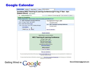 Getting Wired w/ [email_address] Google Calendar 