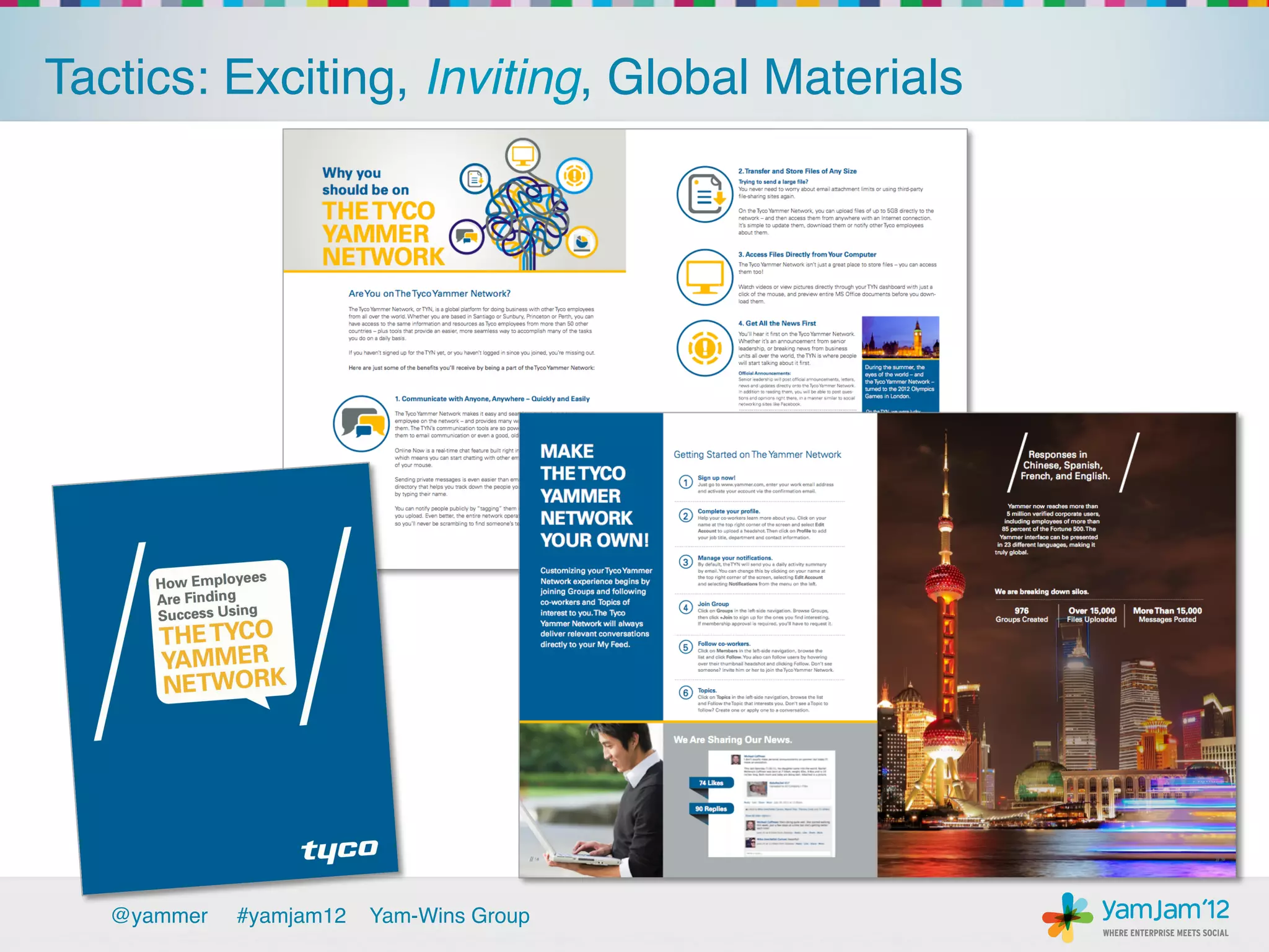 Tactics: Exciting, Inviting, Global Materials!




   @yammer   !#yamjam12   Yam-Wins Group!
 