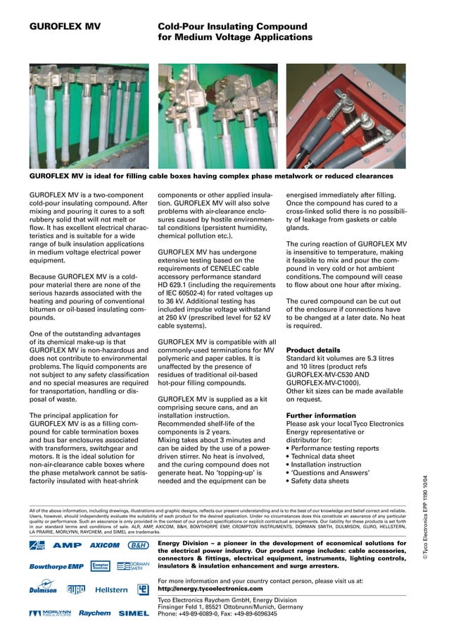 Tyco Guroflex High Voltage Electrical Insulating Compound