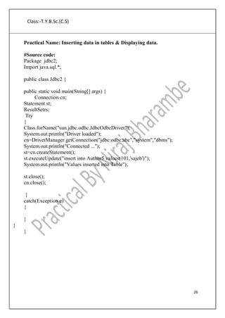T.Y.B.S.CS Advance Java Practicals Sem 5 Mumbai University | PDF