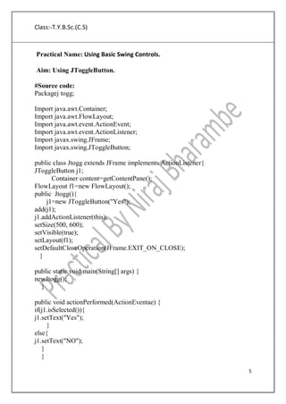 T.Y.B.S.CS Advance Java Practicals Sem 5 Mumbai University | PDF