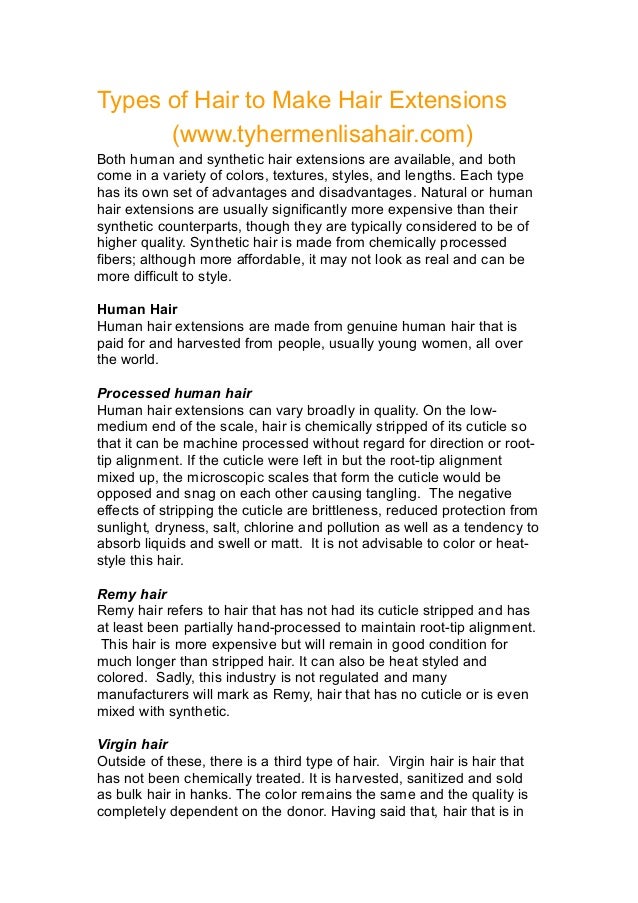 Different Types Of Hair To Make Hair Extensions Tyhermenlisahair