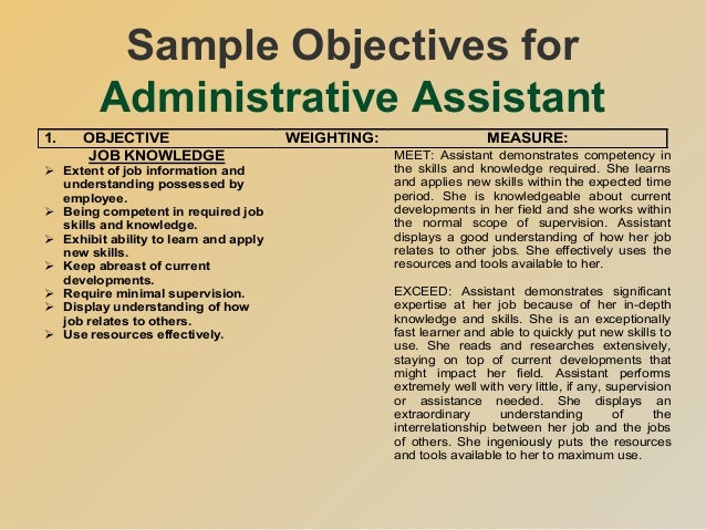 objectives for an executive assistant