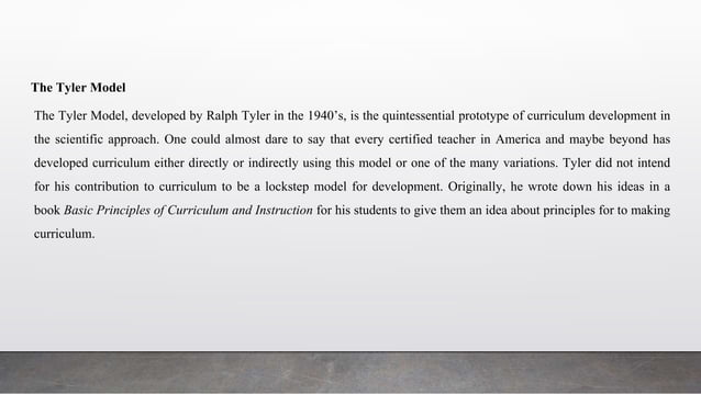 Tyler’s Model of Curriculum Development | PPT | Education