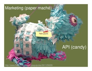 Marketing (paper maché)
Piñata




                                                     API (candy)


http://www.flickr.com/photos/esquipulas/561125635/
 Tyler Bell | tylerwbell@gmail.com | @twbell -7-
 