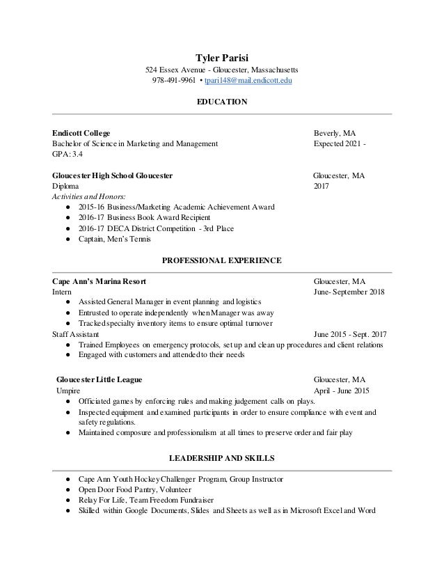 Tyler Parisi Resume
