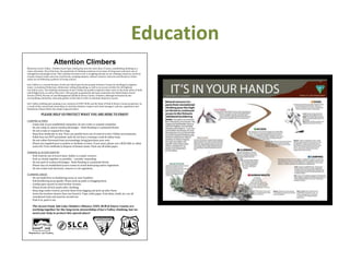 Education
Attention Climbers
Welcome to Joe’s Valley. Climbers have been visiting this area for more than 15 years, establishing climbing as a
major attraction. Since that time, the popularity of climbing continues to increase, driving more and more use at
managed & unmanaged areas. This constant increase in use is weighing heavily on our climbing resources; levels of
erosion, human waste concerns, trash levels, camping impacts, cultural resource concerns and threats to visitor
safety are all following a pattern of rising concern.
Joe’s Valley is a coveted location, loved and relied upon by the people of Emery County for drinking & irrigation
water, recreational fisherman, whitewater rafting & kayaking, as well as an access corridor for off-highway
recreation users. The climbing community in Joe’s Valley has quickly outgrown other users in the main stems of both
Left & Right Fork, as well as New Joe’s. This growth in popularity has been noticed by the United States Forest
Service (USFS), Bureau of Land Management (BLM) & Emery County. Climbers, although welcomed by the
surrounding community, must play gently on the land in order to maintain long-term access.
Joe’s Valley climbing and camping is on a mixture of USFS, BLM, and the State of Utah & Emery County properties. As
a result of this varied land ownership, its vital that climbers respect each land managers’ policies, regulations and
limitations. Please follow the simple requests below.
PLEASE HELP US PROTECT WHAT YOU ARE HERE TO ENJOY!
CAMPING & FIRES
· Camp only in pre-established campsites; do not create or expand campsites.
· Do not camp in canyon washes/drainages – flash flooding is a potential threat.
· Do not create or expand fire rings.
· Keep fires moderate in size. Fires can quickly burn out of control in Joe’s Valley environments.
· Pallet fires are NOT permitted; nails do not burn, creating a trash & safety issue.
· Do not collect firewood from surroundings, bring/purchase your own.
· Please use supplied port-a-potties or facilities in town. If you must, please use a WAG BAG or other
Leave No Trace methods to dispose of human waste. Pack-out all toilet paper.
PARKING & ACCESS ROUTES
· Park entirely out of travel lanes. Safety is a major concern.
· Park as closely together as possible – consider carpooling.
· Do not park in washes/drainages - flash flooding is a potential threat.
· Please stay on established access routes to avoid destroying native vegetation.
· Do not create trail shortcuts, remove or cut vegetation.
CLIMBING AREAS
· Do not build fires in bouldering areas or near boulders.
· Pad bouldering areas gently. Please pick-up pads vs dragging them.
· Confine gear sprawl to limit further erosion.
· Please brush off tick marks after climbing.
· Keep dogs under control, prevent them from digging and pick-up after them.
· Leave the location cleaner than you found it. Tape, toilet paper, fruit skins, chalk, etc. are all
considered trash and must be carried out.
· Pack it in, pack it out.
The Access Fund, Salt Lake Climbers Alliance, USFS, BLM & Emery County are
working together for the long-term stewardship of Joe’s Valley climbing, but we
need your help to protect this special place!
 