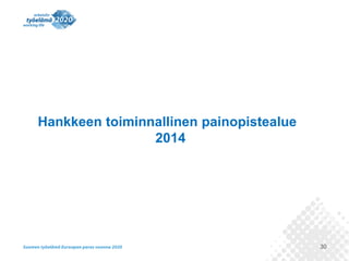 Hankkeen toiminnallinen painopistealue
2014

30

 