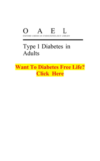 Diabetes Ebook:Type 1 Diabetes in Adults | PDF