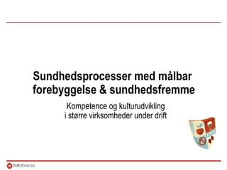 Sundhedsprocesser med målbar  forebyggelse & sundhedsfremme Kompetence og kulturudvikling i større virksomheder under drift 