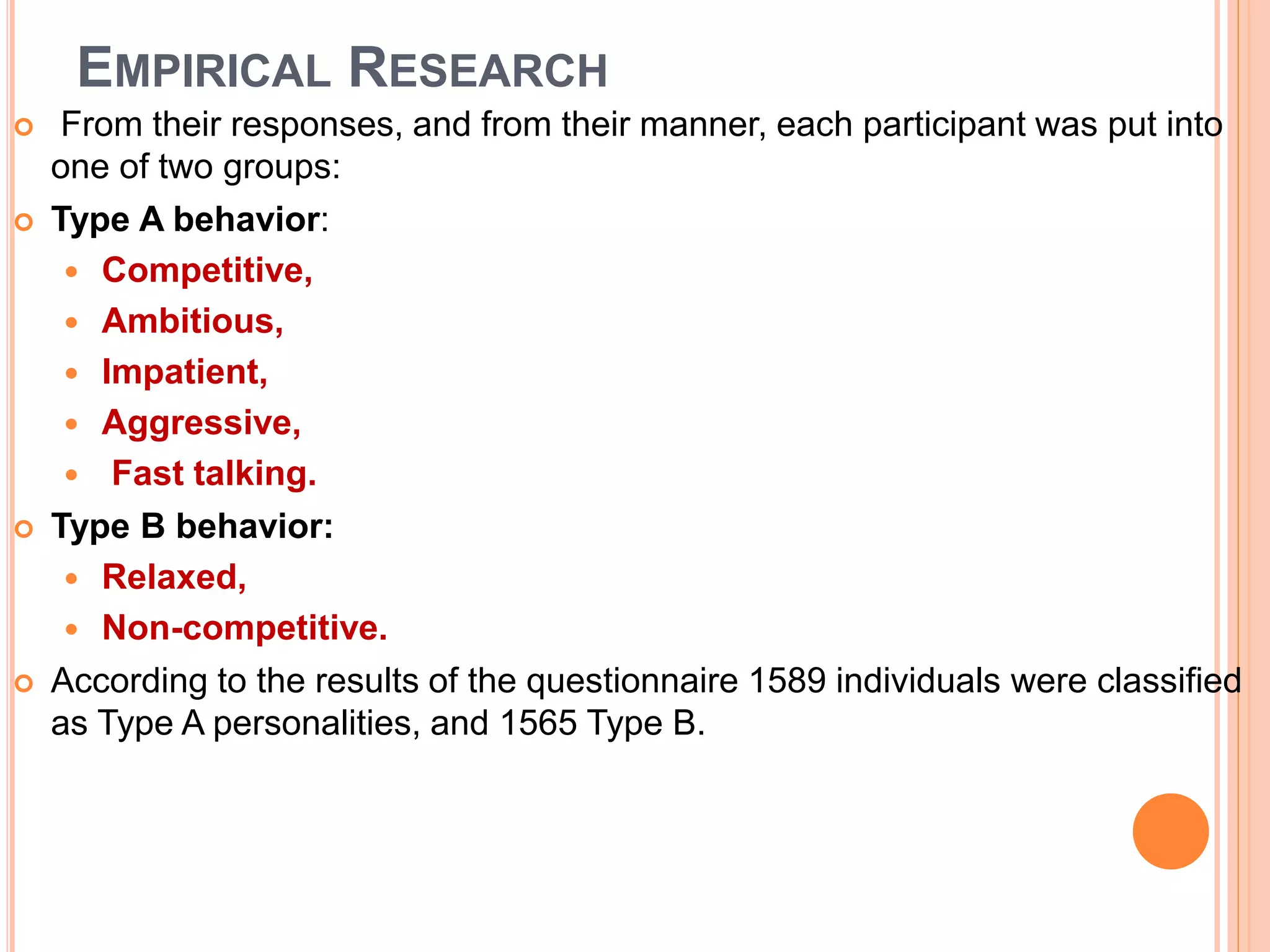 Type A Behavior Pattern (TABP) | PPT
