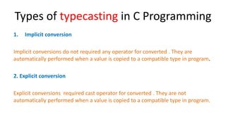 Type casting in c programming | PPT