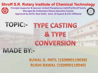 Shroff S.R. Rotary Institute of Chemical Technology
Principle Supporter & Sponsor-United Phosphorous Ltd(UPL)/Shroff family
Managed By Ankleshwar Rotary Education Society
Approved by AICTE, New Delhi, Govt. of Gujarat & GTU Affiliated
 