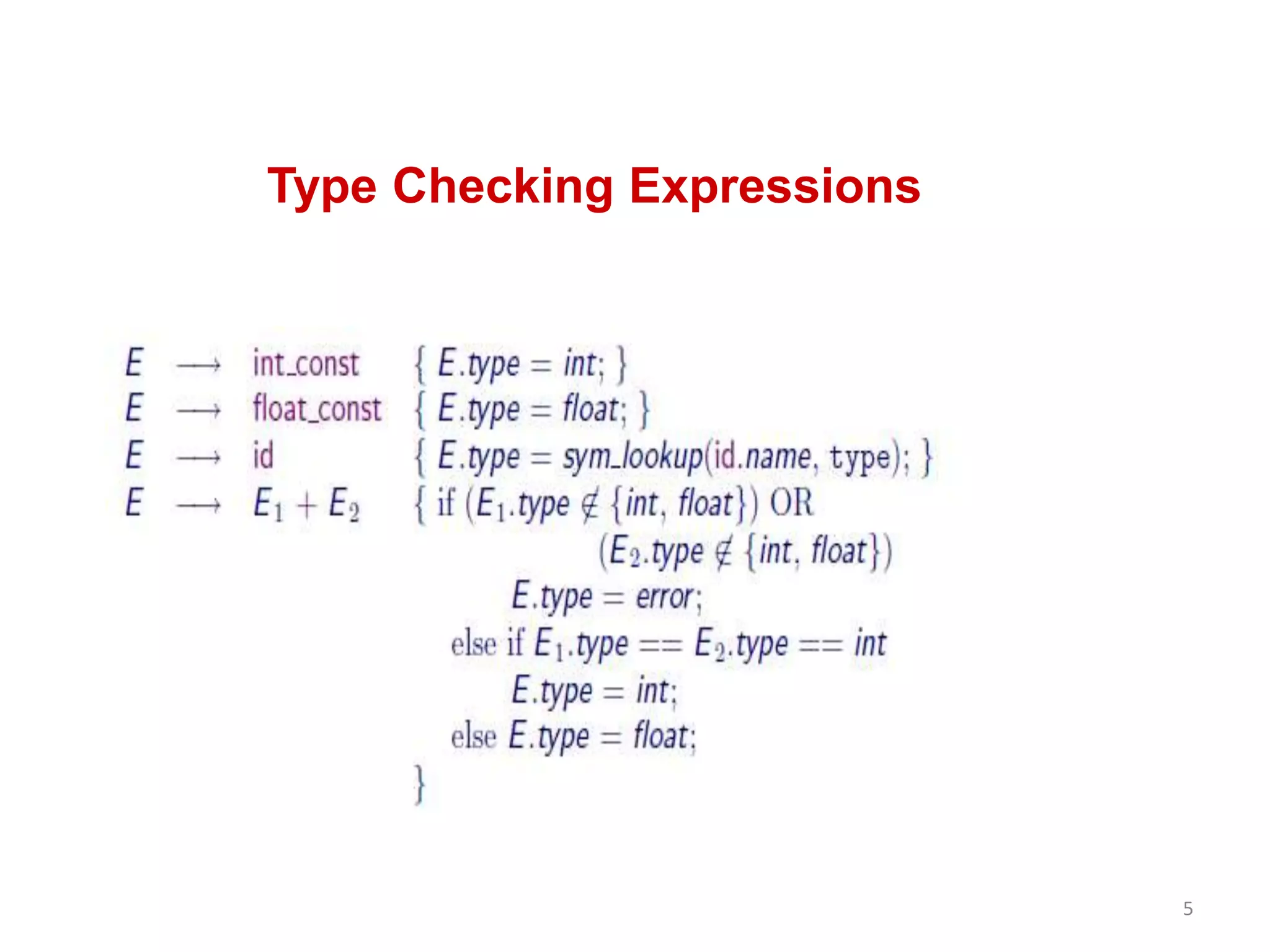 5
Type Checking Expressions