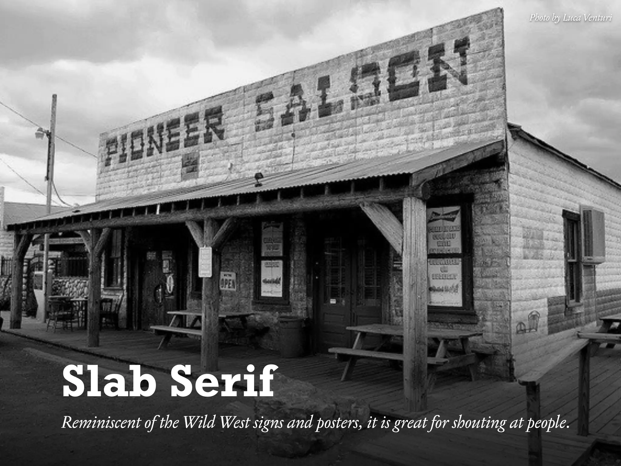 KAPTEREV.COM
Slab Serif
Low contrast with serifs, which look like slabs — hence the name. Comes in
ﬂavours: geometric, humanist or transitional.
Rockwell Charter
More fonts tagged “Slab”…
Geometric design from 1930’s It’s very readable and totally
looks like a transitional typeface
Contemporary humanist Slab Serif, which
kind of escapes the classiﬁcation
 