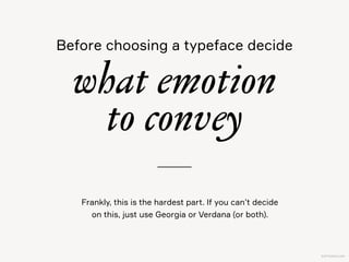 KAPTEREV.COM
You’re about to see 40 typefaces
This typeface comes free with Windows 10 This one comes with Mac OS 10.11
Leads to a Wikipedia article. It’s good to know the
story of your typeface and it’s a good sign when a
typeface is on Wikipedia.
Click and download this typeface  
for free at FontSquirrel.com or search  
the site for similarly tagged fonts.
For one reason or another we  
do not recommend this typeface
Here are some neat icons to help you with selection
 