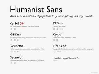 KAPTEREV.COM
Traditional, warm
Contemporary, warm
Modern
Geometric
Old Style
Humanist
We’ve covered groups that have the most character.  
Let’s cover some neutral ones as well.
Contemporary, cool
Traditional, cool
?Less character,  
more neutral
 