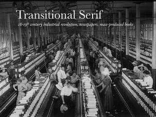 KAPTEREV.COM
Very readable, practical and non-obtrusive but o en lack distinct individuality
Georgia
Minion
More fonts tagged “transitional”…
Transitional Serif
PT Serif
Century Schoolbook
The best transitional serif available on both platforms
This maybe the ﬁrst typeface you ever saw in your life
Another timeless design by Eric Gill
Often classiﬁed as old-style, it the most popular book font
A well-executed commission by the Russian Government
Times New Roman
Oh, please. Enough is enough. Replace with Georgia or Tinos.
An innovative serif metrically compatible with Times
 