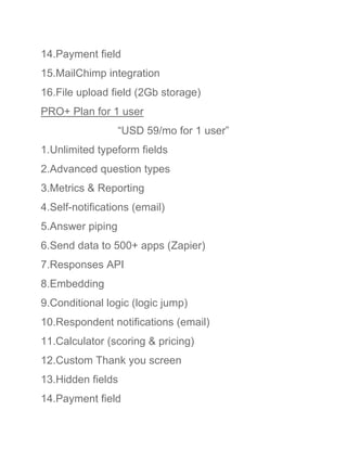 Typeform - Build Conversational Forms And Collect Data | PDF
