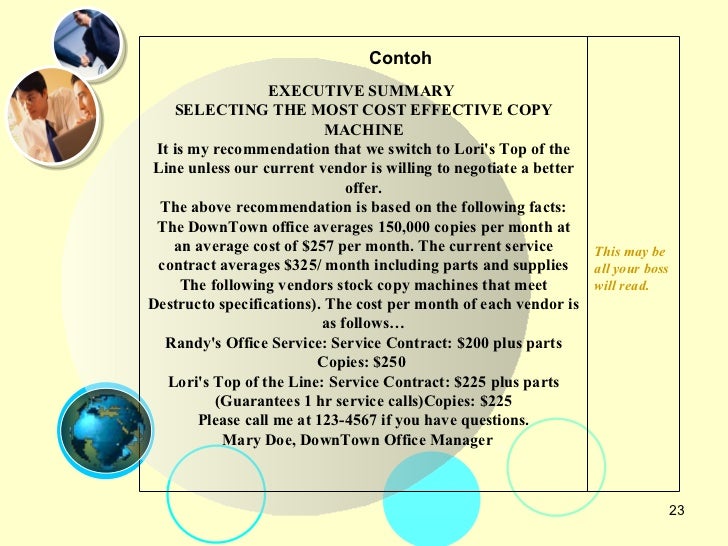 Type of business report