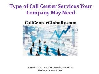 Type of Call Center Services Your
Company May Need
120 NE, 120th Lane C201, Seattle, WA 98034
Phone: +1.206.441.7760
 