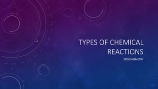 TYPES OF CHEMICAL
REACTIONS
STOICHIOMETRY
 