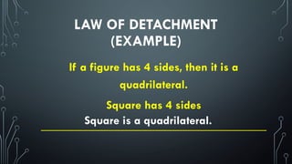 Detachment Examples TYPE OF DEDUCTIVE REASONING.pptx for class discussion | PPTX