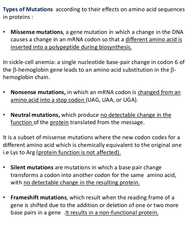 genetic mutations and type of mutation types of mutations