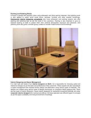 Type of services offered by interior designing consultants | PDF