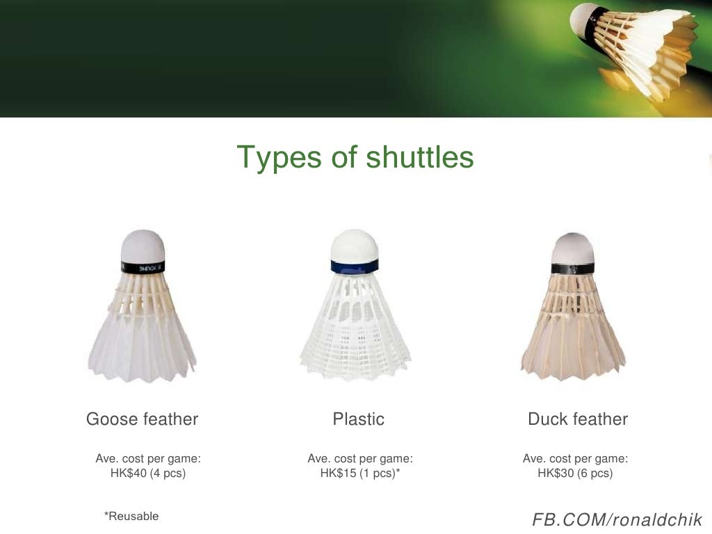 Type of shuttlecock (羽毛球) used, HK vs US