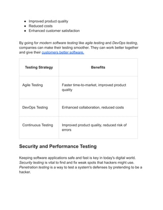 Types of Software Testing: Ensuring Quality and Performance | PDF