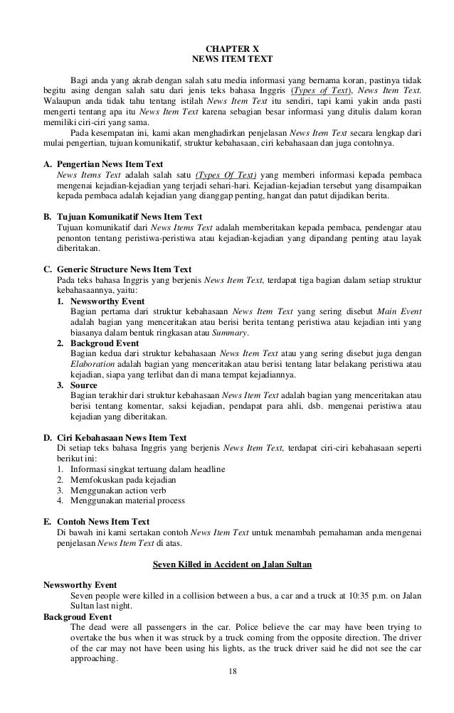 contoh news item text bahasa inggris