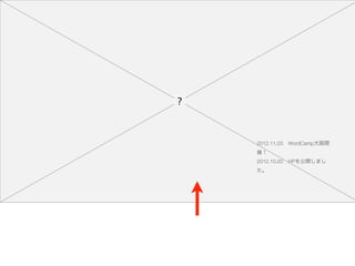 2012.11.03 WordCamp大阪開
催！
2012.10.20 HPを公開しまし
た。
 