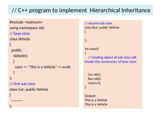 Single inheritance in C++ is a fundamental object-oriented programming ...