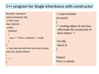 Single inheritance in C++ is a fundamental object-oriented programming ...