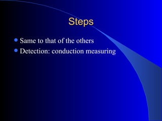 Steps
 Same to that of the others
 Detection: conduction measuring
 