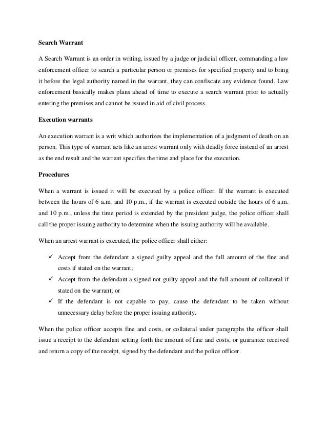 Types Of Warrant And Procedure