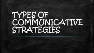 TYPES OF
COMMUNICATIVE
STRATEGIES
 