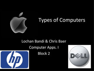 Types of Computers Lochan Bandi & Chris Baer Computer Apps. I Block 2 
