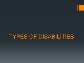 TYPES OF DISABILITIES
 