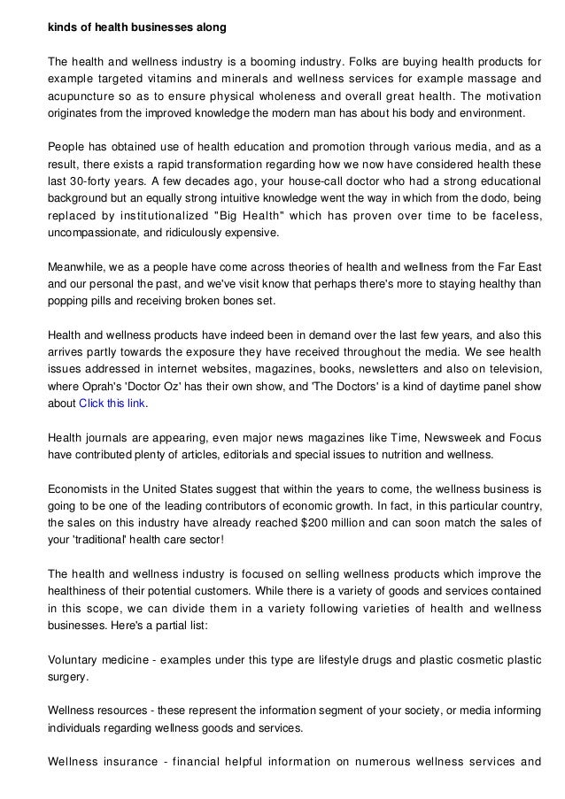 Types of Health and Wellness Businesses as well as their Contribution to Society