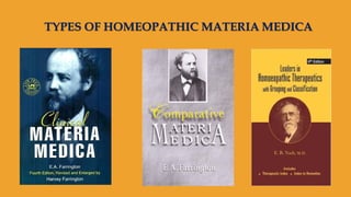 TYPES OF HOMEOPATHIC MATERIA MEDICA
 
