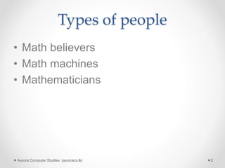 How people use maths | PPT