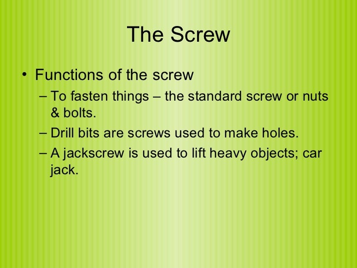 Types Of Screws Simple Machines